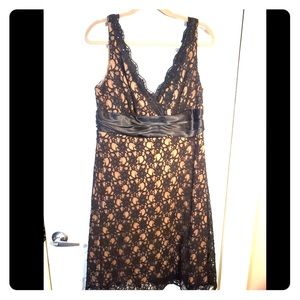 S.L. Fashions black and nude lace sleeveless dress